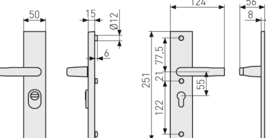 Abus veiligheidsbeslag LSZS 55 mm F1 met doorlopende deurkruk SKG***