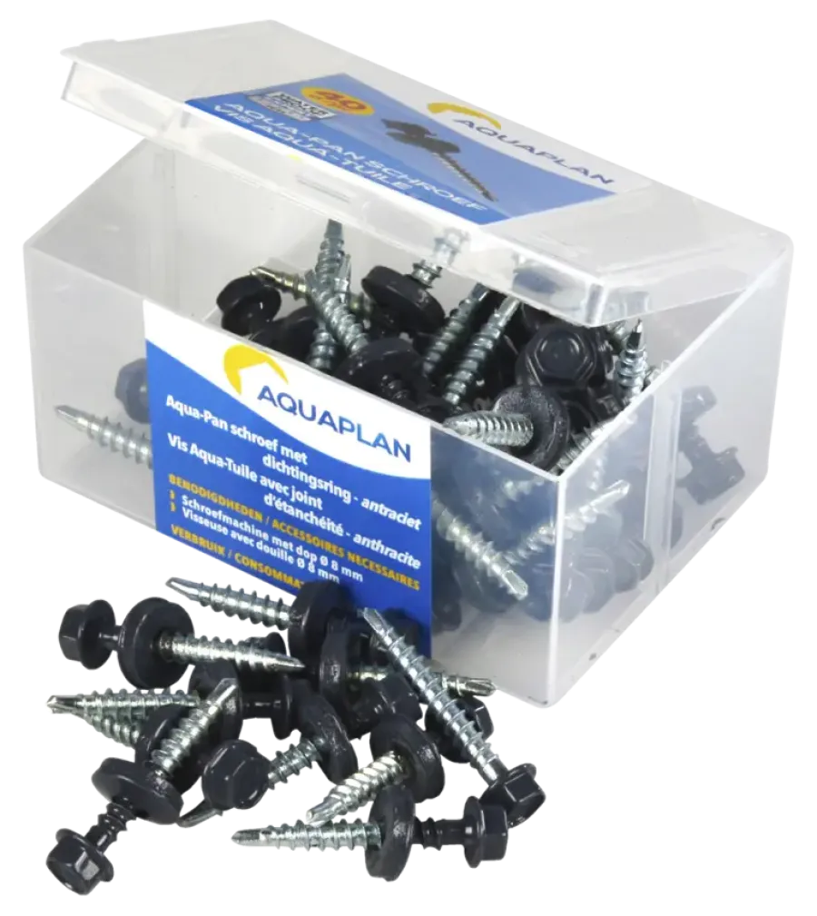 Aquaplan Aqua-pan schroef met dichtingsring antraciet 35 mm 40 stuks