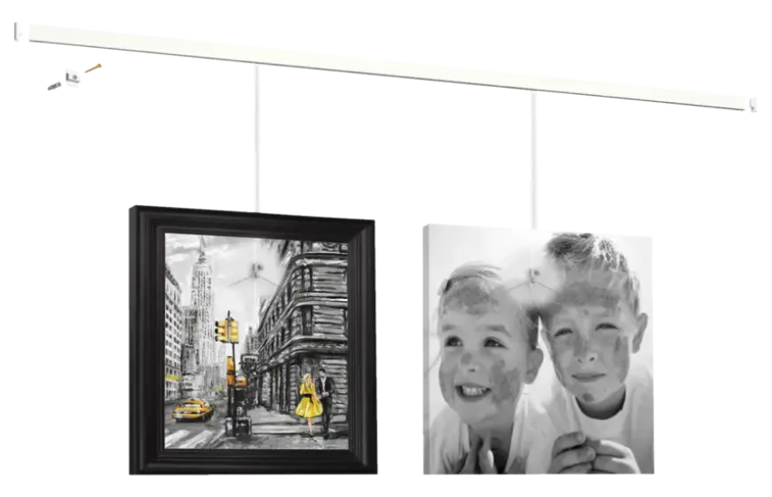 Artiteq Click Rail schilderij ophangsysteem compleet 4 meter wit RAL 9016 overschilderbaar