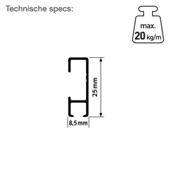 Artiteq Click Rail schilderij ophangsysteem compleet 4 meter wit RAL 9016 overschilderbaar