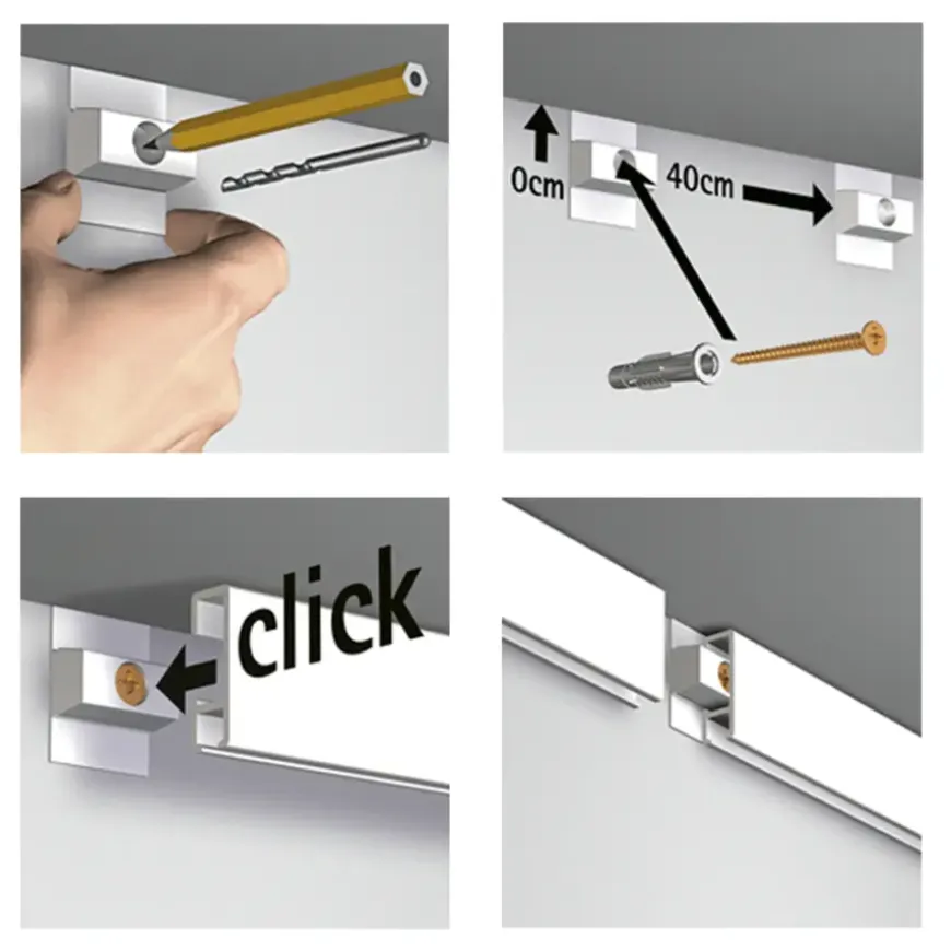 Artiteq schilderij ophangsysteem service set voor Click Rail aluminium