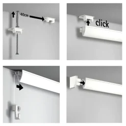 Artiteq Up Rail schilderij ophangsysteem compleet 2 meter wit (RAL 9016) overschilderbaar