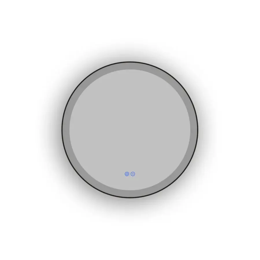 Atlantic badkamerspiegel Janessa met verlichting rond ø 60 cm chroom - met zwarte aluminium rand
