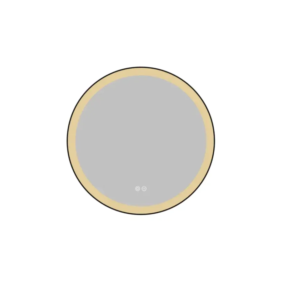 Atlantic badkamerspiegel Janessa met verlichting rond ø 60 cm chroom - met zwarte aluminium rand