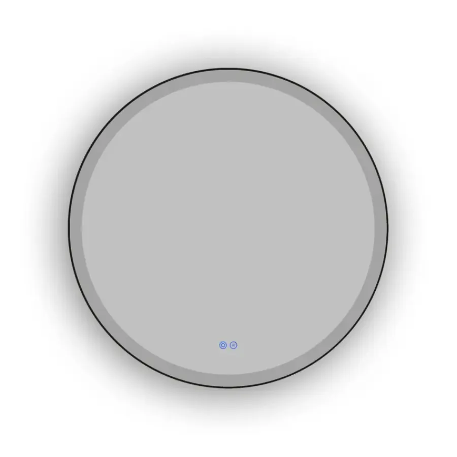 Atlantic badkamerspiegel Janessa met verlichting rond ø 80 cm chroom - met zwarte aluminium rand