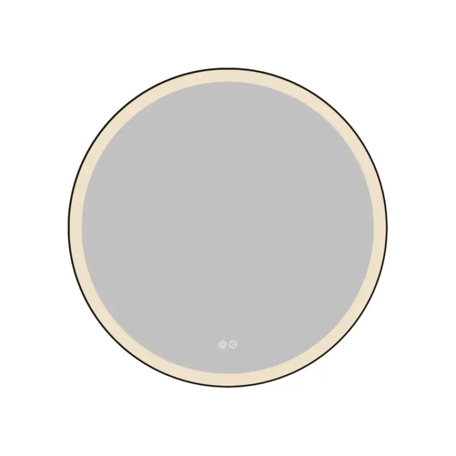 Atlantic badkamerspiegel Janessa met verlichting rond ø 80 cm chroom - met zwarte aluminium rand