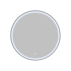 Atlantic badkamerspiegel Janessa met verlichting rond ø 80 cm chroom - met zwarte aluminium rand