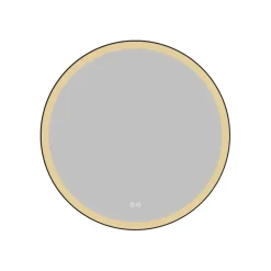 Atlantic badkamerspiegel Janessa met verlichting rond ø 80 cm chroom - met zwarte aluminium rand