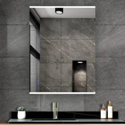 Atlantic badkamerspiegel Taylan met verlichting rechthoek 60 x 80 cm chroom