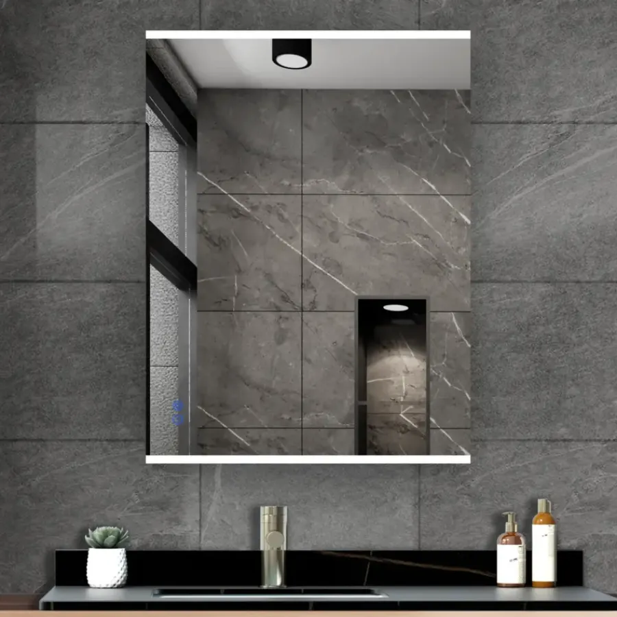 Atlantic badkamerspiegel Taylan met verlichting rechthoek 60 x 80 cm chroom