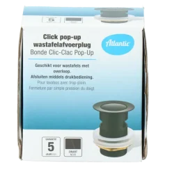 Atlantic Click pop-up wastafelafvoerplug Zwart