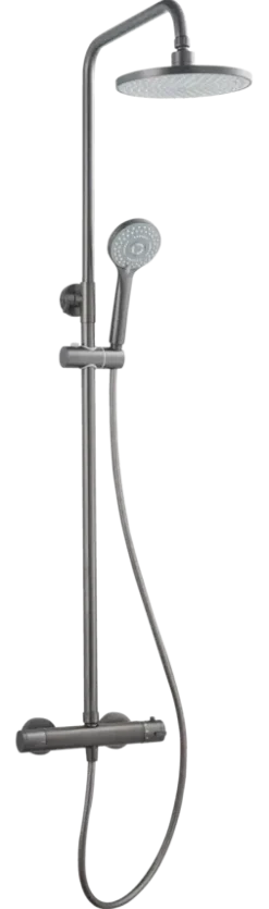 Atlantic regendoucheset Asher met handdouche 3 standen en thermostaatkraan gunmetal - hartafstand kraan 15 cm