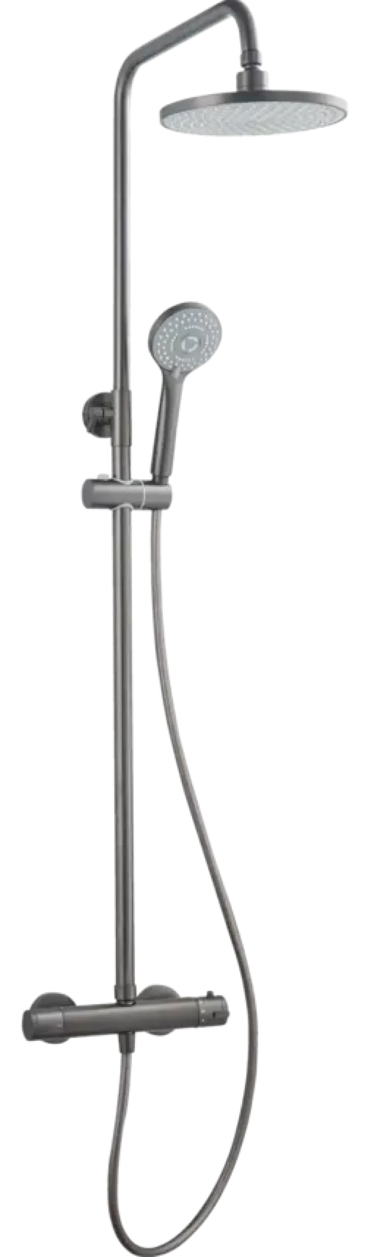 Atlantic regendoucheset Asher met handdouche 3 standen en thermostaatkraan gunmetal - hartafstand kraan 15 cm