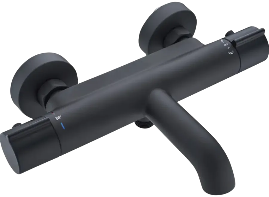 Atlantic thermostatische badkraan Colin zwart 15 cm