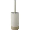 Atlantic toiletborstelgarnituur keramiek met ribbels Wit/Zand