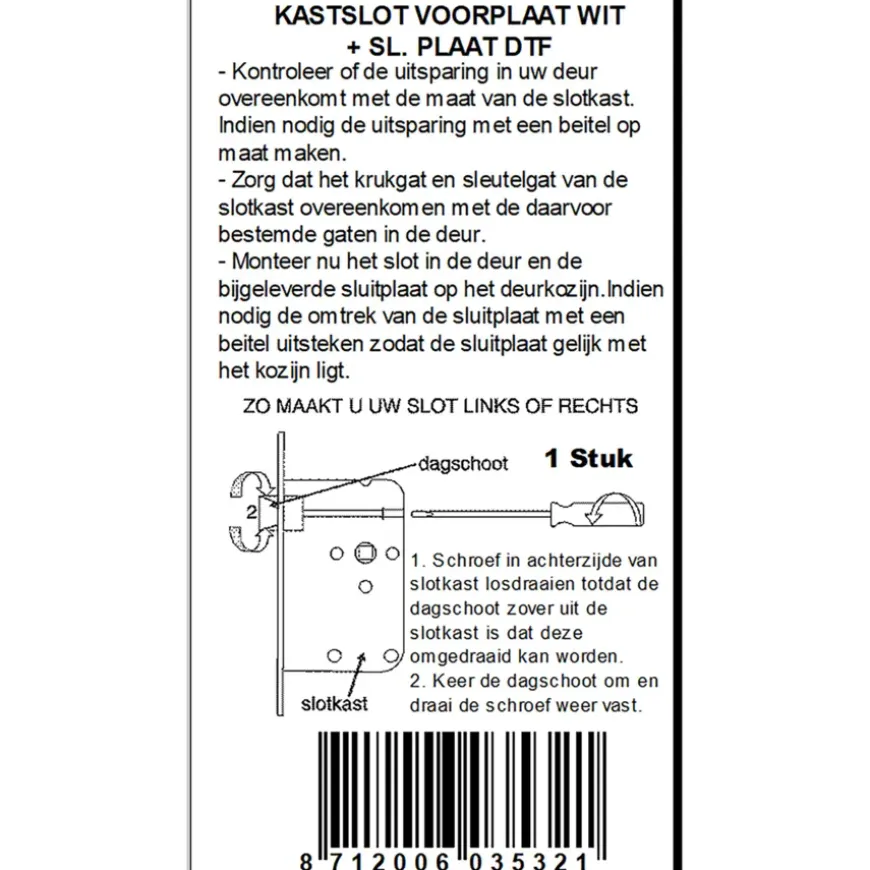 ATZ Insteekslot kastslot met witte voorplaat Doorn 50mm