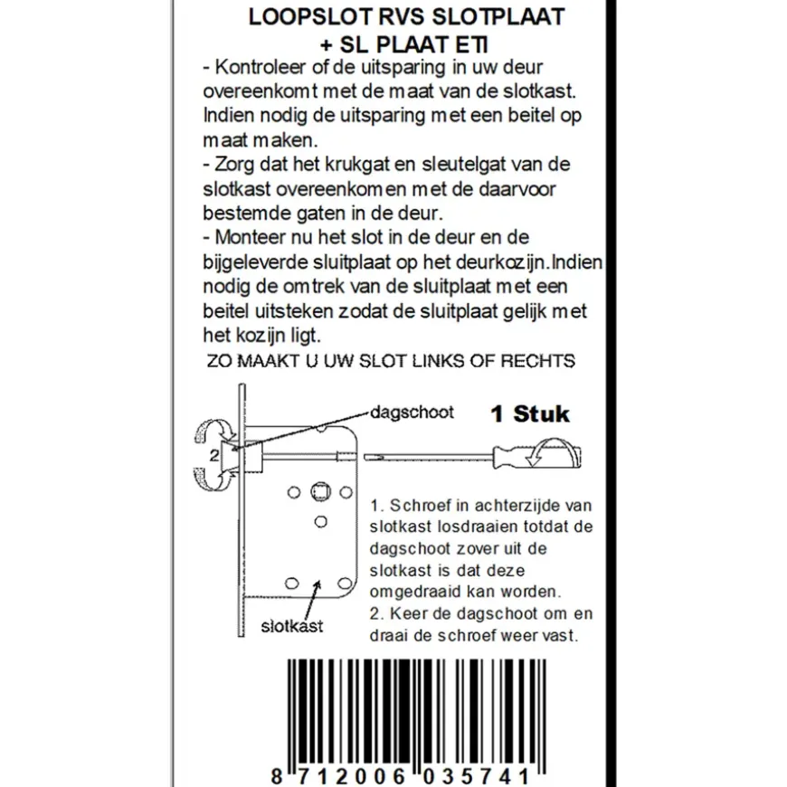 ATZ Insteekslot loopslot met RVS voorplaat Doorn 50mm