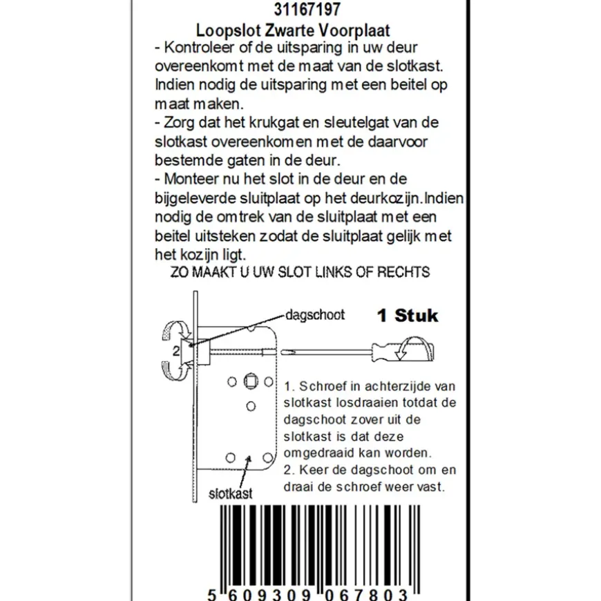 ATZ Insteekslot loopslot met zwarte voorplaat Doorn 50mm