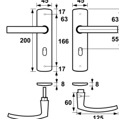 AXA deurkrukset Curve Blok brons blindschild klaviersleutel