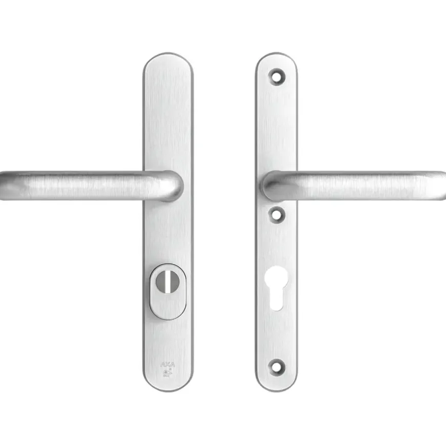 AXA veiligheidsbeslag Oval achterdeur aluminium smal schild met SKG 3-sterren 72 mm