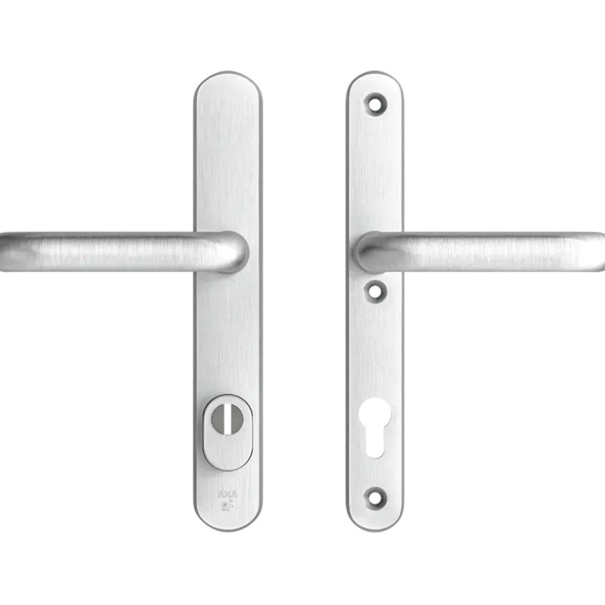 AXA veiligheidsbeslag Oval achterdeur aluminium smal schild met SKG 3-sterren 92 mm