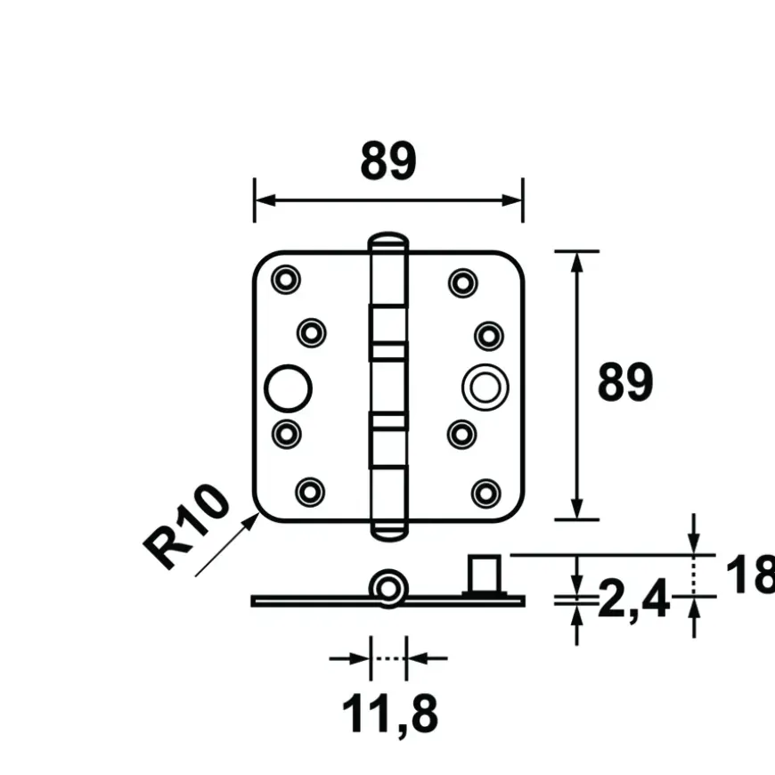 AXA Veiligheidsscharnier kogellager afgeronde hoeken SKG 3-sterren verzinkt 89x89 mm 3 stuks