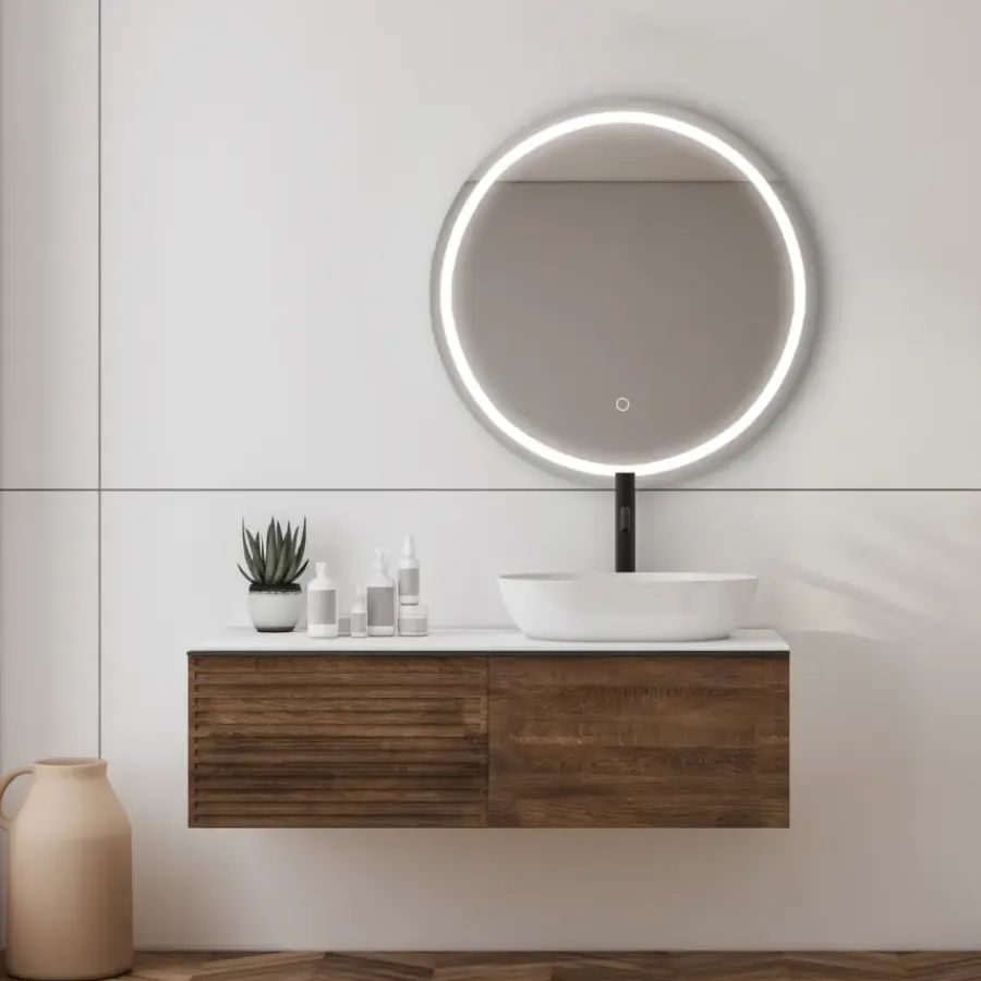 Geen Badkamerspiegel Isla met verlichting rond 60 x 60 cm ø 60 cm met lijst chroom