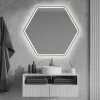Geen Badkamerspiegel Nora met verlichting hexagon 79 x 70 cm met lijst chroom
