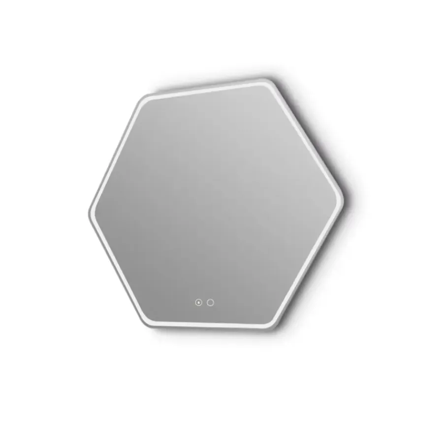 Geen Badkamerspiegel Nora met verlichting hexagon 79 x 70 cm met lijst chroom