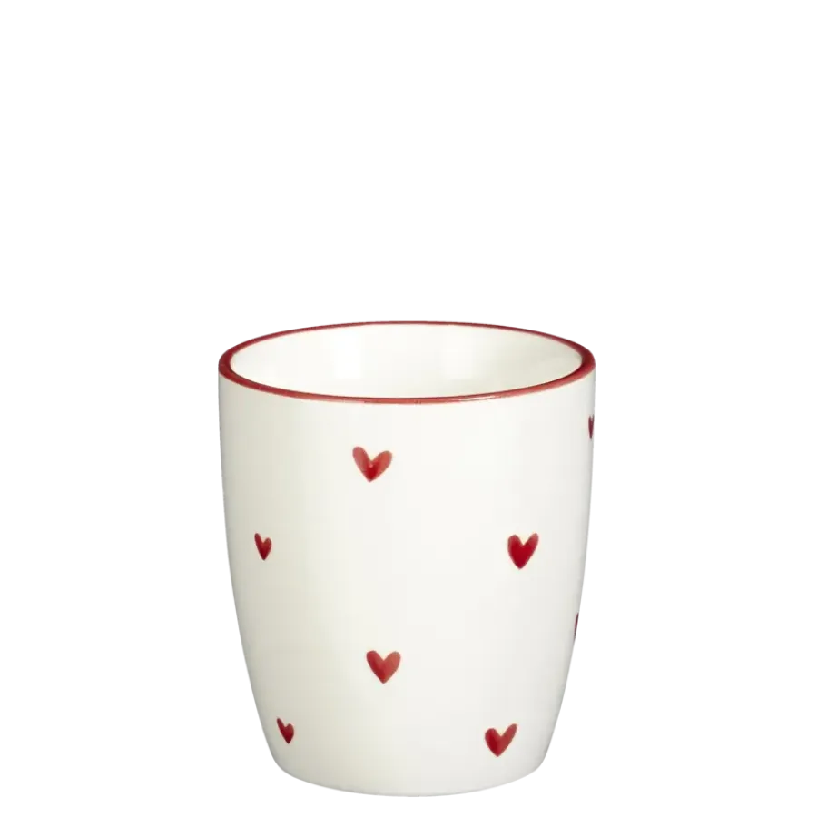 Geen Beker hart rood - h8,5xd8cm