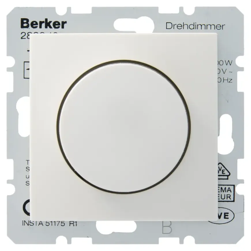 Berker S.1 Centraalplaat met Dimmerknop Wit