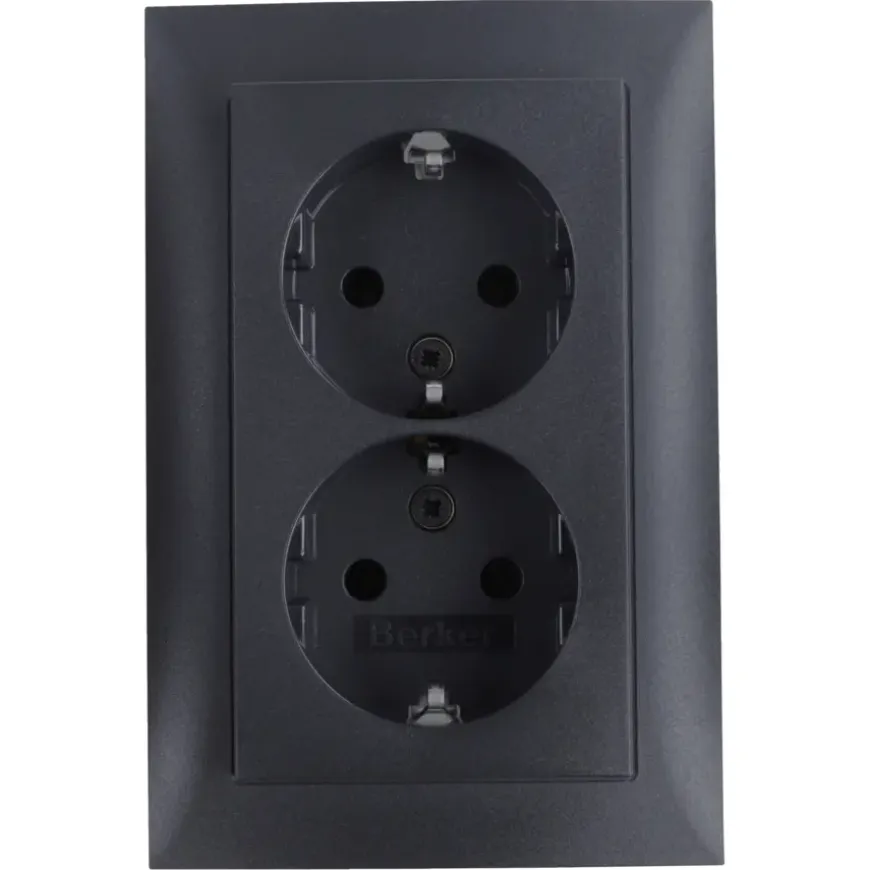 Berker S.1 Dubbel Geaard Stopcontact antraciet