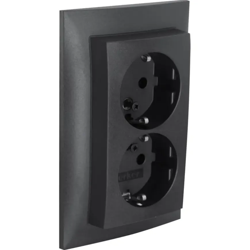 Berker S.1 Dubbel Geaard Stopcontact antraciet