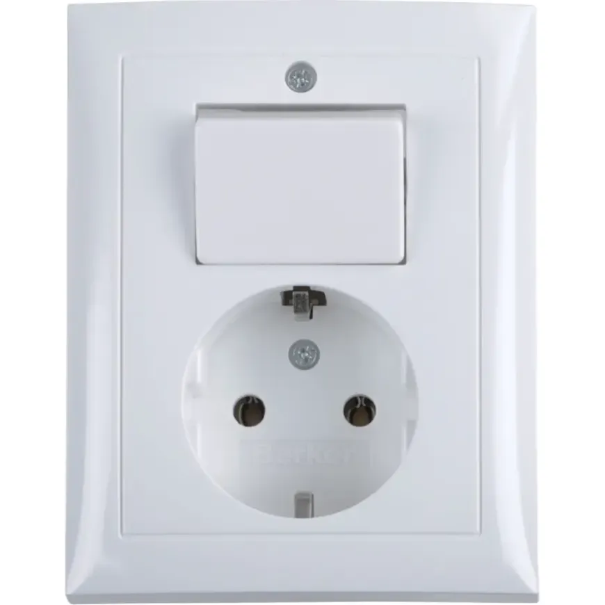 Berker S.1 Geaard Stopcontact met Wisselschakelaar Wit