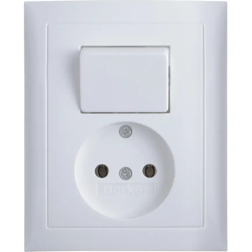 Berker S.1 stopcontact met wisselschakelaar wit