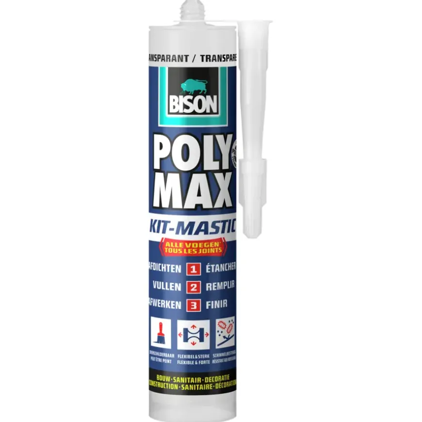 Bison Poly Max afdichtingskit alle voegen transparant 280 ml