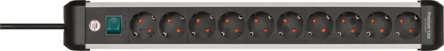 Brennenstuhl Premium-Alu-Line stekkerdoos 10-voudig met schakelaar aluminium 3 Meter