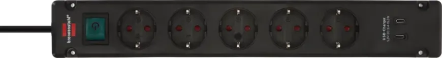 Brennenstuhl Stekkerdoos 5-voudig + 2 USB-C 3 Meter Zwart