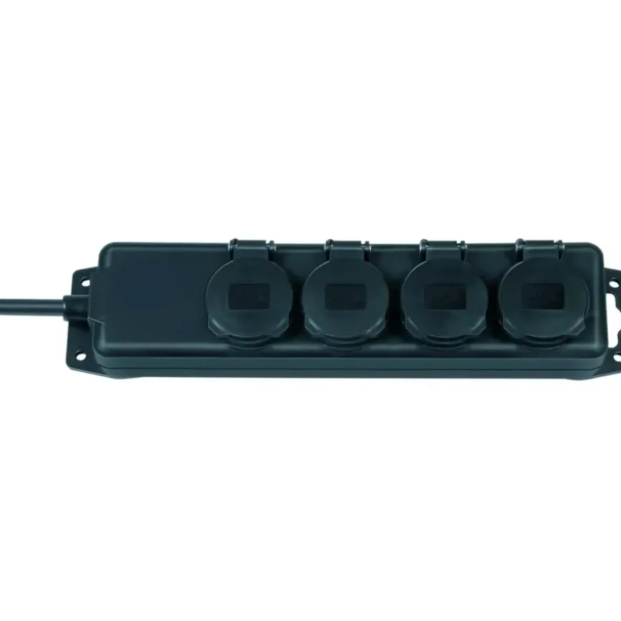 Brennenstuhl Super Solide stekkerdoos 4V met deksel IP44 zwart 2 meter snoer