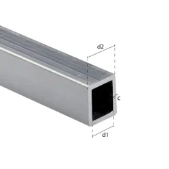 Buis vierkant aluminium brut 20x20x2000x1mm