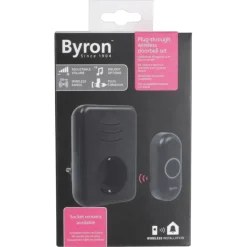 Byron DBY-22353 Draadloze deurbelset plugin met stopcontact 150m zwart