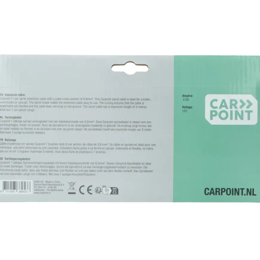 Carpoint spiraal trailer verlengkabel 7p - 7p stekker/stekker