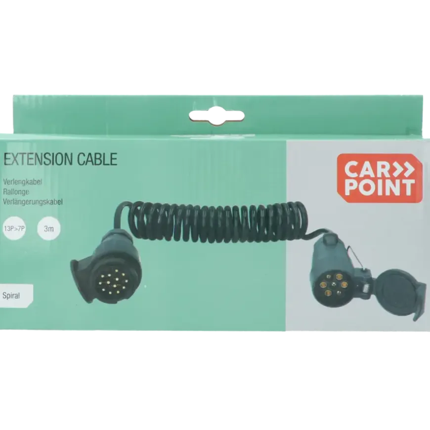 Carpoint spiraal trailer verlengkabel 13-polig stekker en 7polige contrastekker