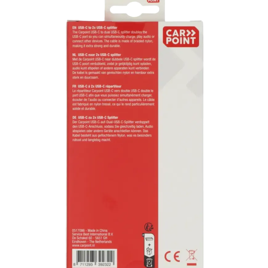 Carpoint splitter USB-C naar dubbele USB-C kabel
