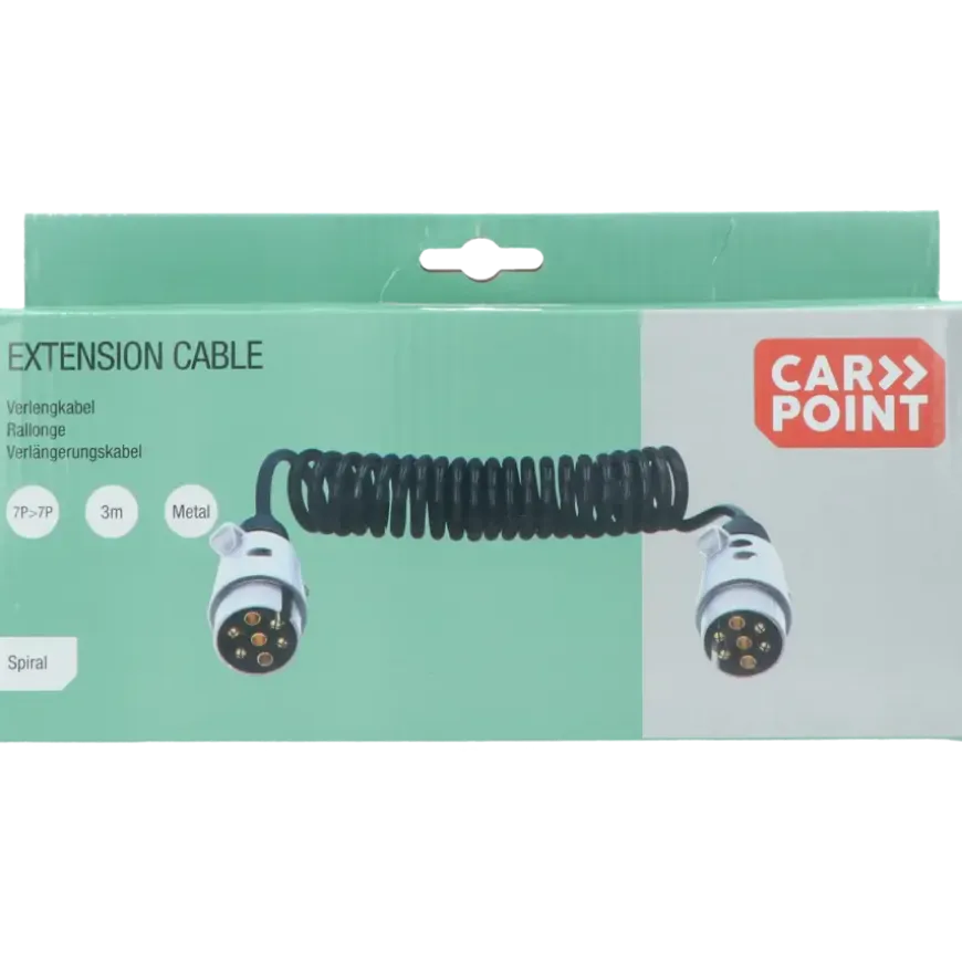 Carpoint Verlengkabel voor aanhanger 7P 12V Min 65cm, Max 270cm ø1,2cm