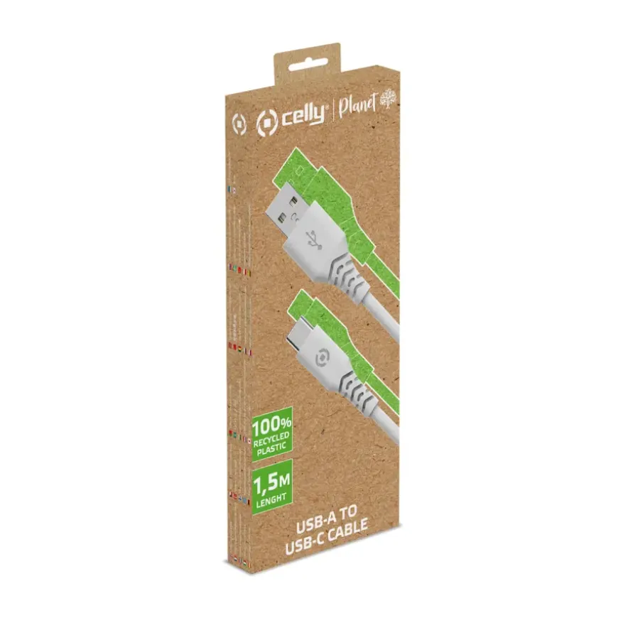 Celly Planet USB-A > USB-C kabel wit 1,5 meter