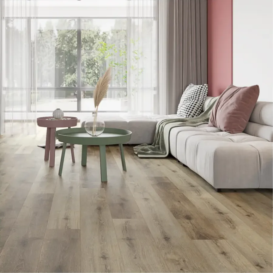 Geen Click PVC Basic grijs/bruin eiken houtlook