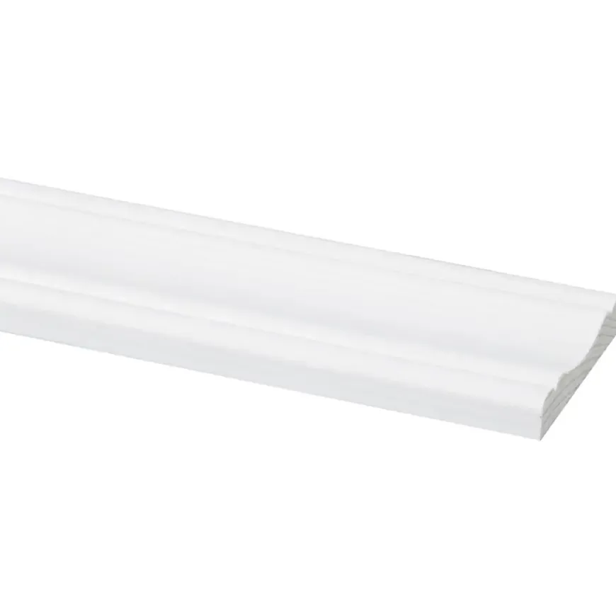 Decorlijst grenen 8x45 mm wit gegrond lengte 270 cm