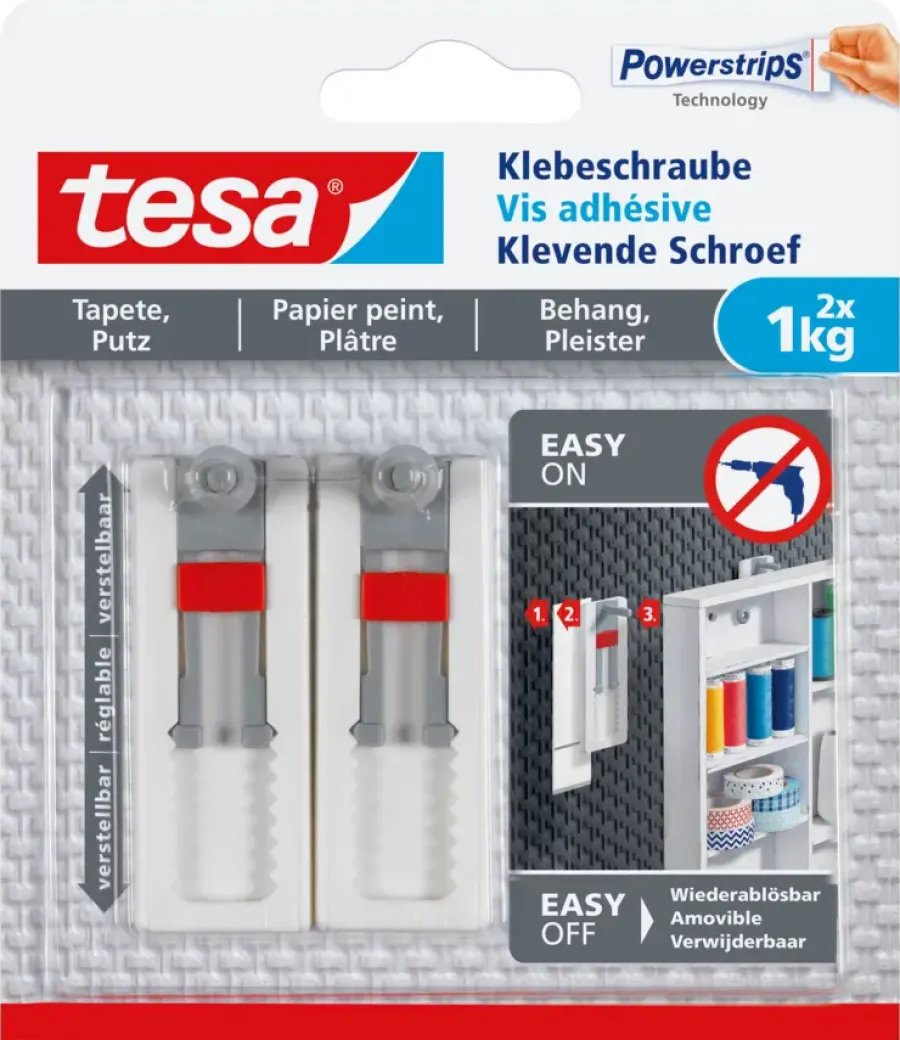 Tesa De Verstelbare Klevende Schroef voor Behang & Pleisterwerk