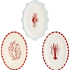 Geen Dienblad ovaal rood 3 assorti - l44xb30xh3cm